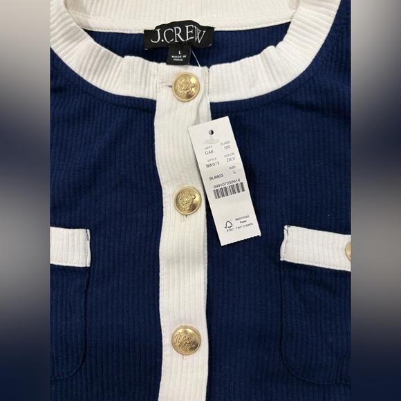 J. Crew Blue and White Women's Sweater - Picture 3 of 4